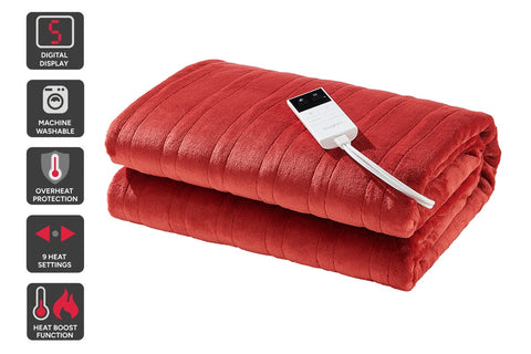 Kogan Washable Electric Heated Throw Blanket (Red, 200 x 180cm)