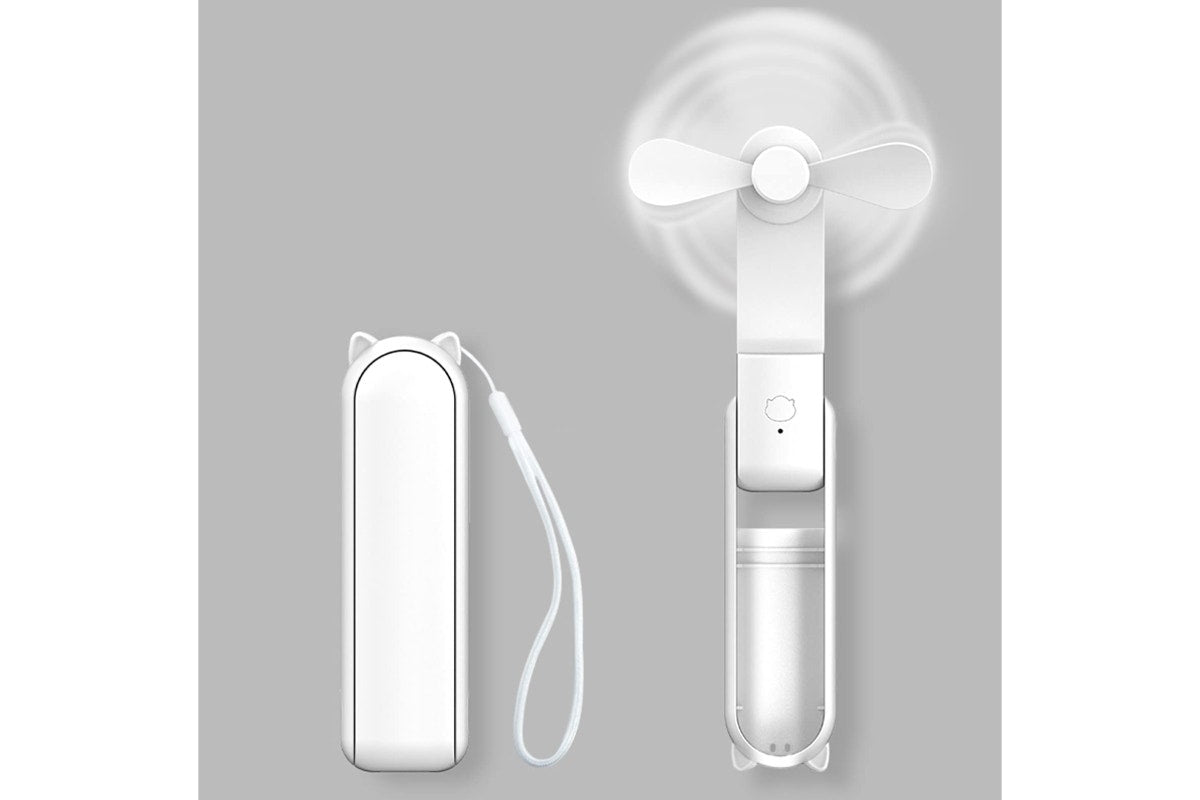 2-in-1 Mini Handheld Fan and Power Bank (White)