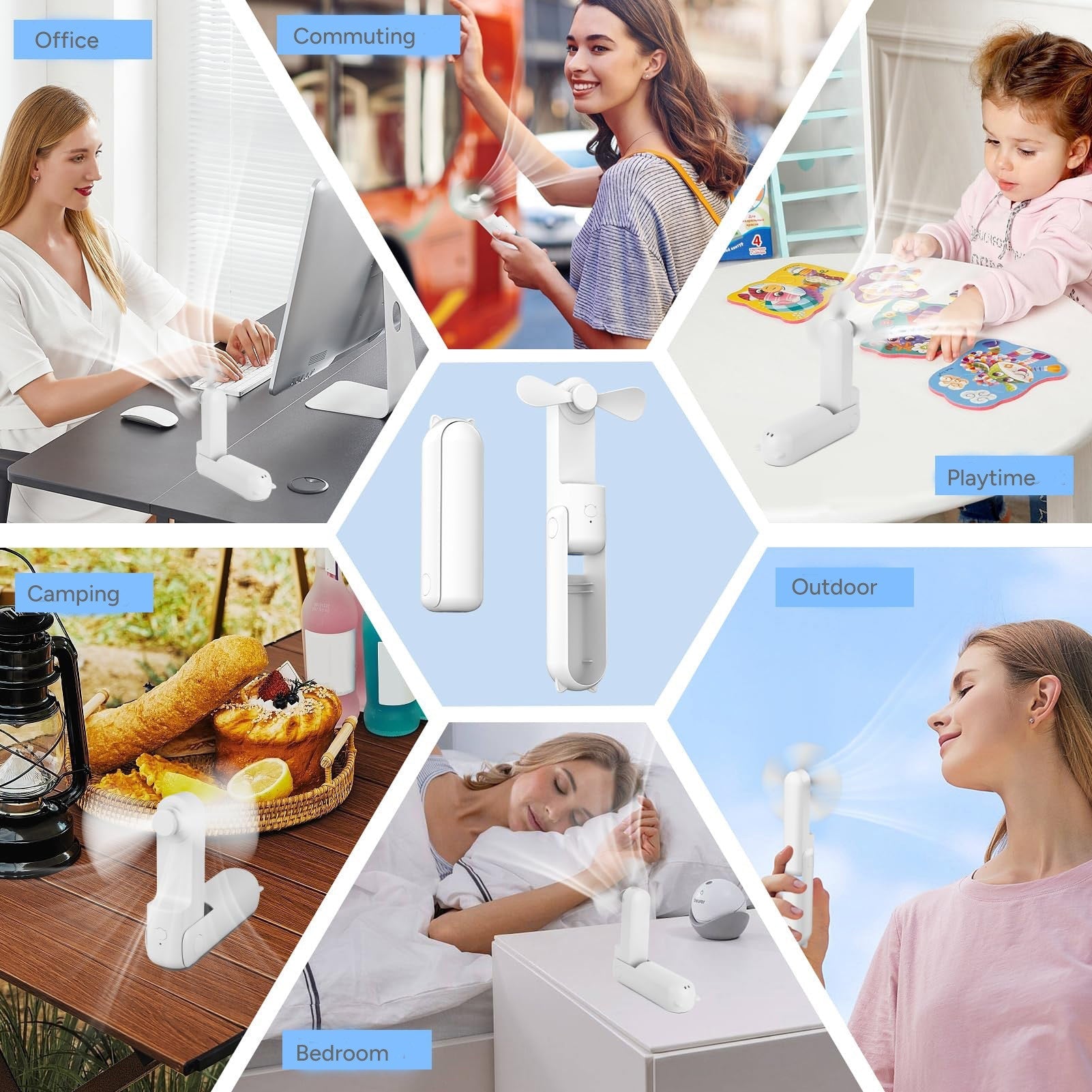 2-in-1 Mini Handheld Fan and Power Bank (White)