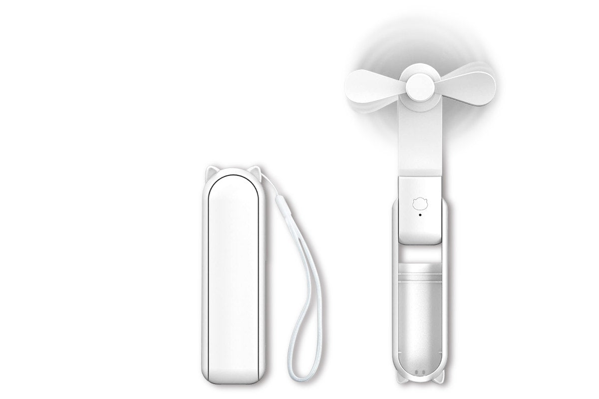 2-in-1 Mini Handheld Fan and Power Bank (White)