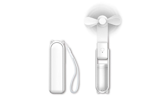 2-in-1 Mini Handheld Fan and Power Bank (White)