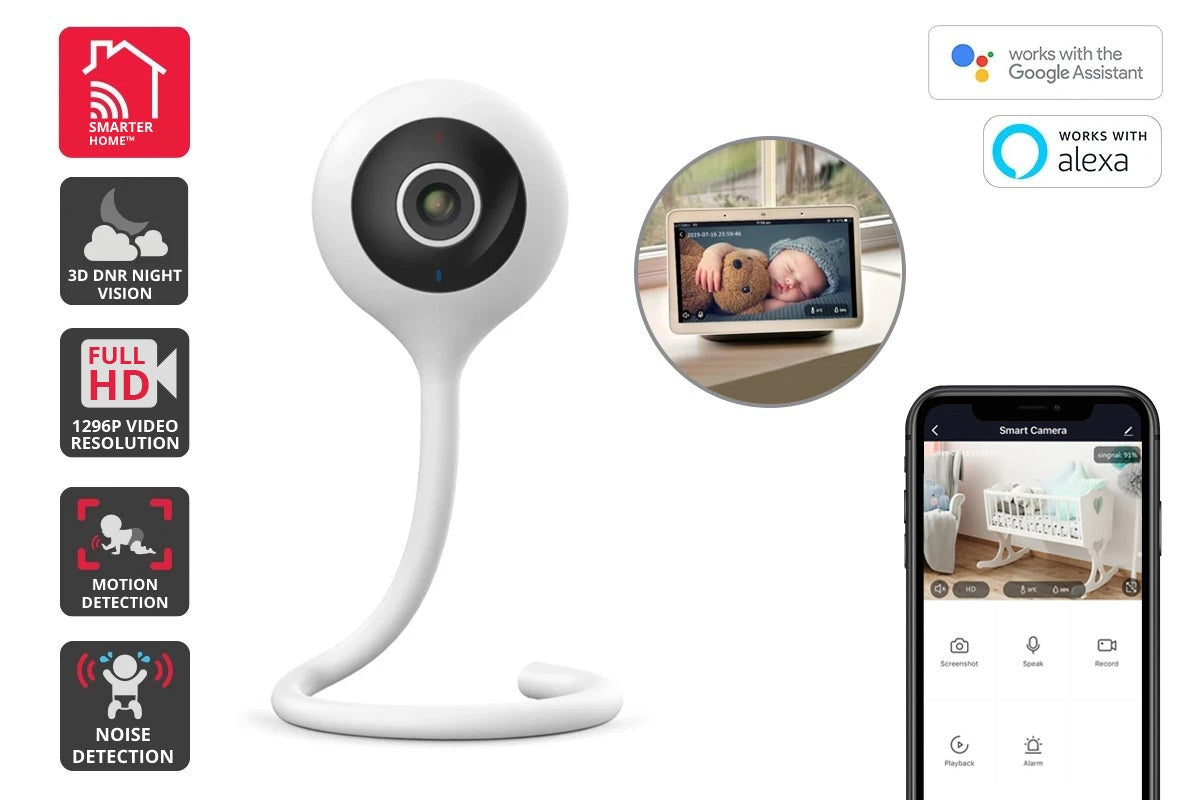 Kogan SmarterHome™ 1296p Smart Baby Monitor Security Camera (White)