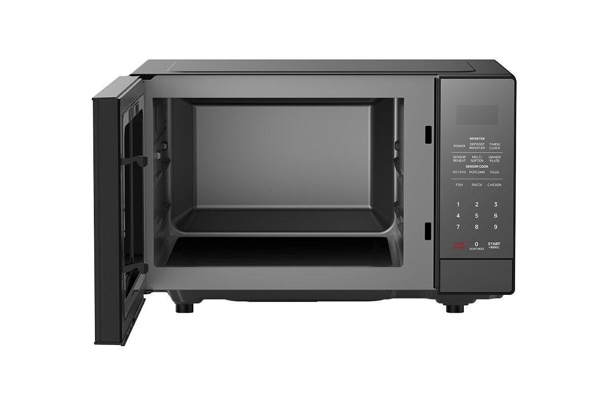 Kogan 32L Inverter Flatbed Microwave with Mirror Finish (Black)