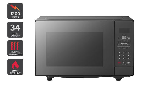 Kogan 34L Inverter Microwave with Mirror Finish (Black)
