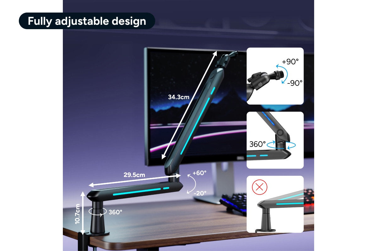 Kogan RGB Microphone Boom Arm