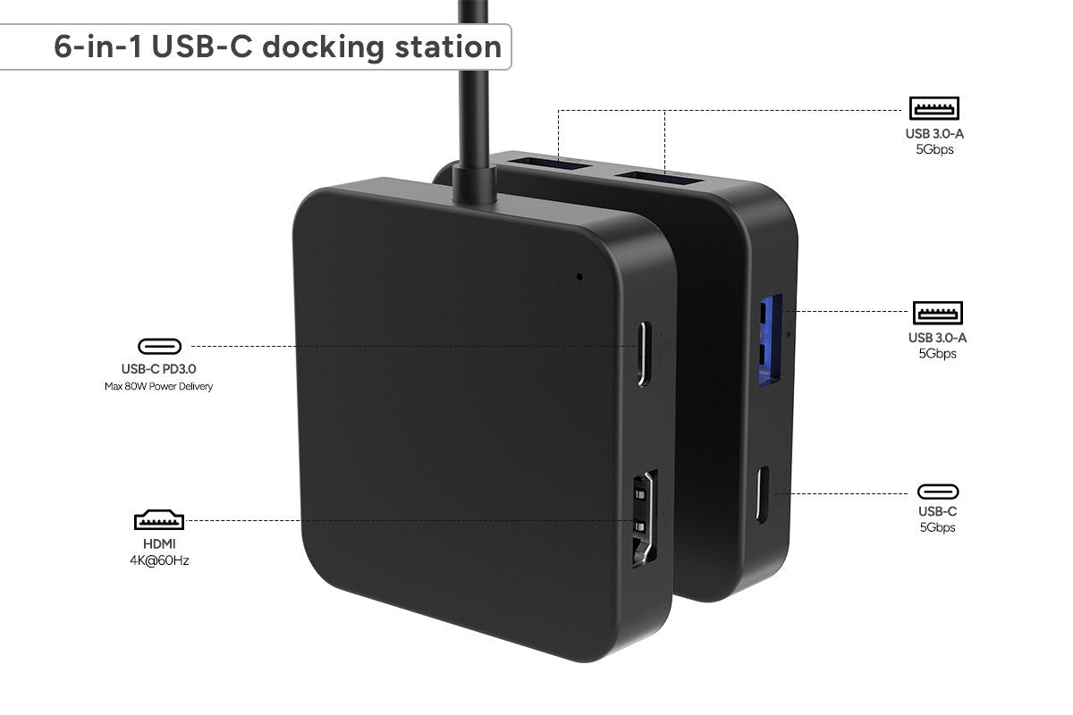 Kogan 6-in-1 100W PD USB-C Hub for PC and Tablets (4K, 60Hz)