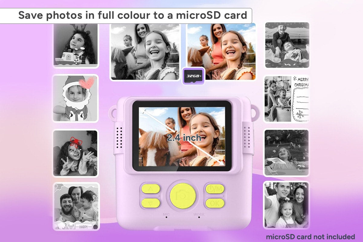 Kogan Kids Digital Instant Print Camera 1080p with 3 Rolls - Purple - SuperSaverAU - view 7