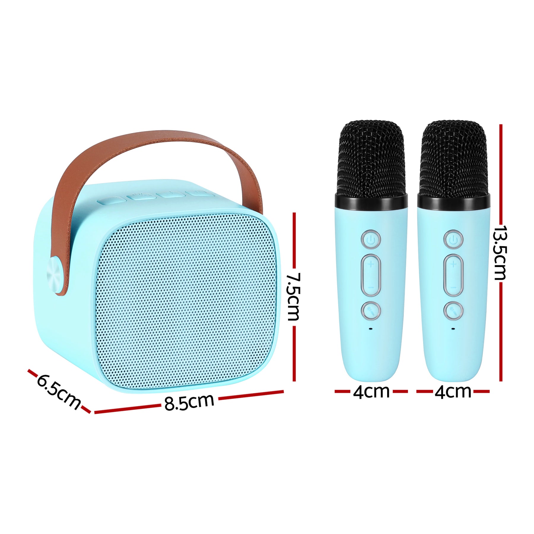 Alpha Mini Portable Karaoke Machine with 2 Wireless Microphones - Blue