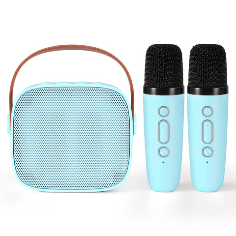 Alpha Mini Portable Karaoke Machine with 2 Wireless Microphones - Blue