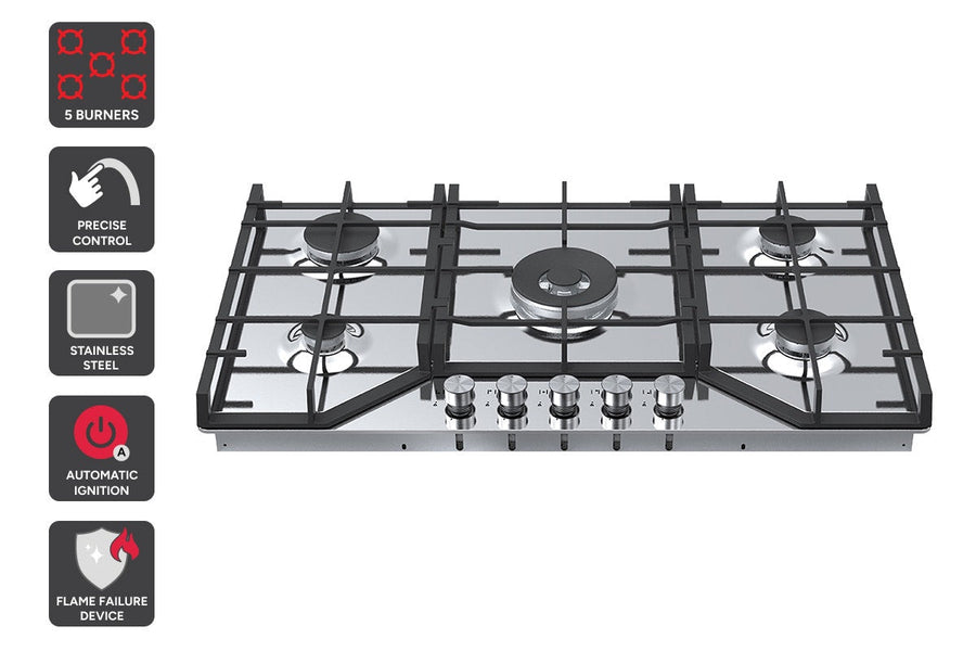 Kogan Gas Cooktop (Stainless Steel, 90cm)
