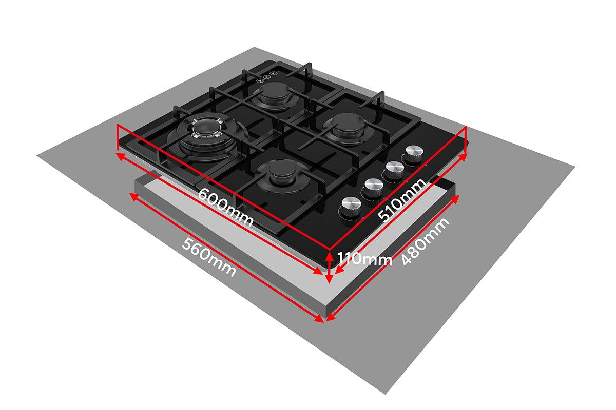 Kogan 60cm Gas Cooktop Black Glass - SuperSaverAU - view 8