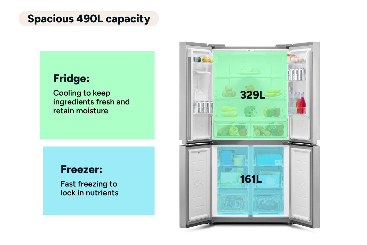 Kogan 490L French Door Fridge with Water Dispenser (Stainless Steel)