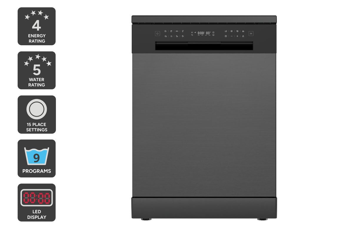 Kogan 60cm Freestanding Dishwasher (15 Place, Black Stainless Steel)