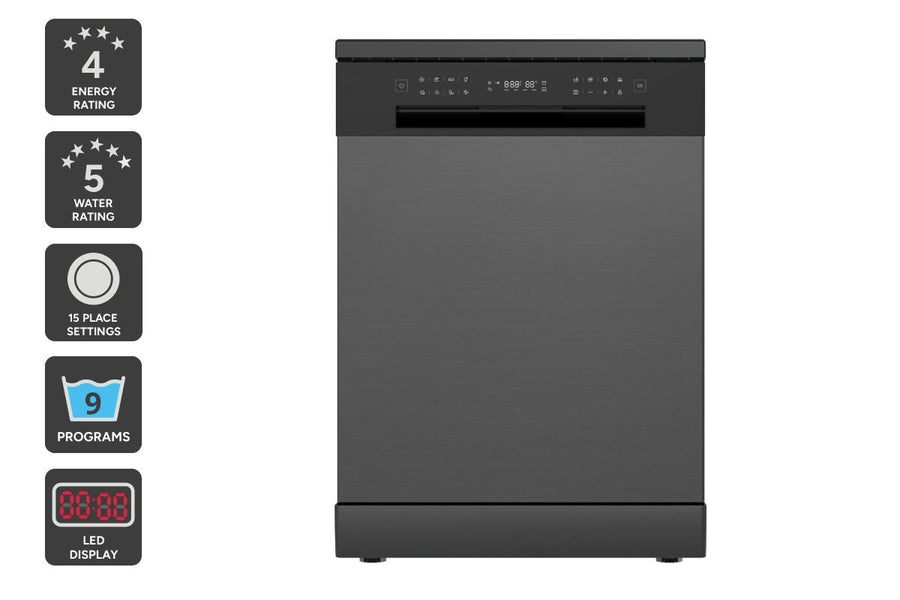 Kogan 60cm Freestanding Dishwasher (15 Place, Black Stainless Steel)