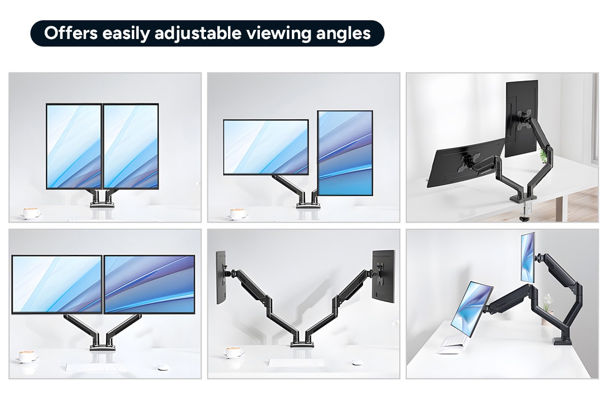 Kogan Full Motion Gas Spring Dual Monitor Arm for 17" - 32" Monitors
