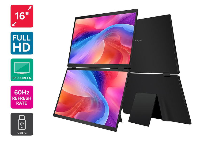 Kogan XPRESSO 16" FHD+ Stackable Dual Screen USB-C Portable Monitor (1920 x 1080)