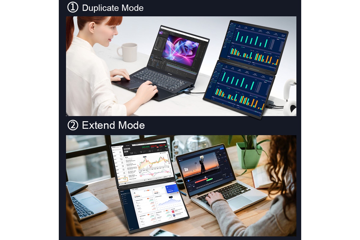 Kogan XPRESSO 16" QHD+ 2.5K Stackable Dual Screen USB-C Portable Monitor