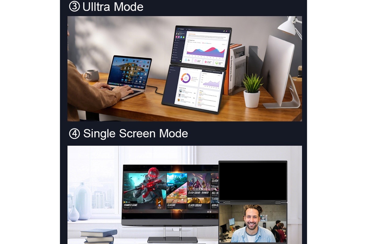 Kogan XPRESSO 16" QHD+ 2.5K Stackable Dual Screen USB-C Portable Monitor