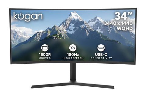 Kogan Infinity 34" Curved Ultrawide WQHD 180Hz USB-C Monitor (3440 x 1440)