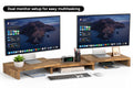 Kogan Modern Dual Monitor & Laptop Stand with Adjustable Length (Dark Walnut)
