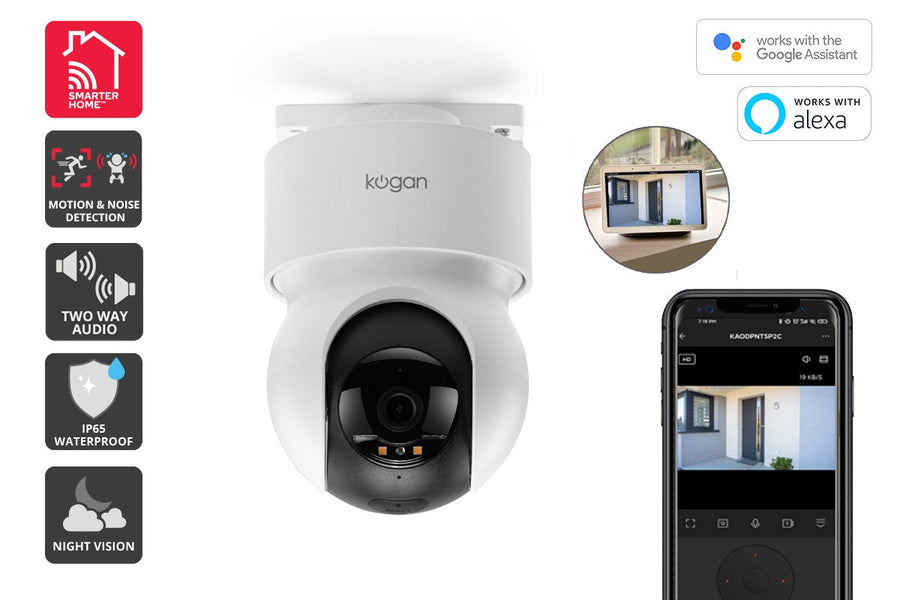 Kogan SmarterHome™ 5MP Outdoor Pan & Tilt Smart Security Camera with Spotlight - SuperSaverAU - view 1