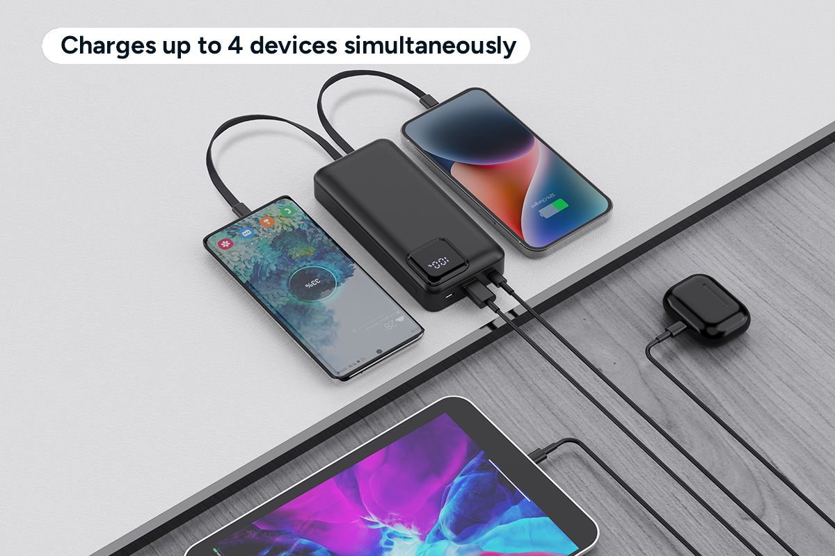 Kogan TravelBoost 20000mAh 20W PD Power Bank with Built-in USB-C & Lightning Cable