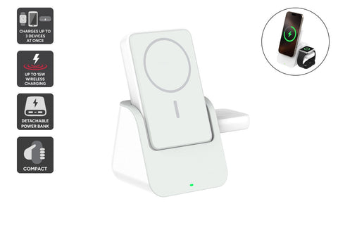 Kogan MagPulse 3-in-1 Wireless Charging Dock + 10000mAh MagSafe-Compatible Power Bank