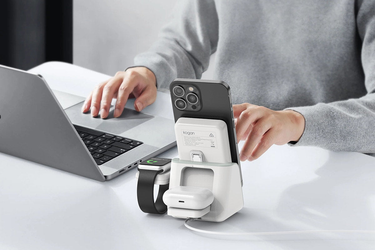 Kogan MagPulse 3-in-1 Wireless Charging Dock + 10000mAh MagSafe-Compatible Power Bank