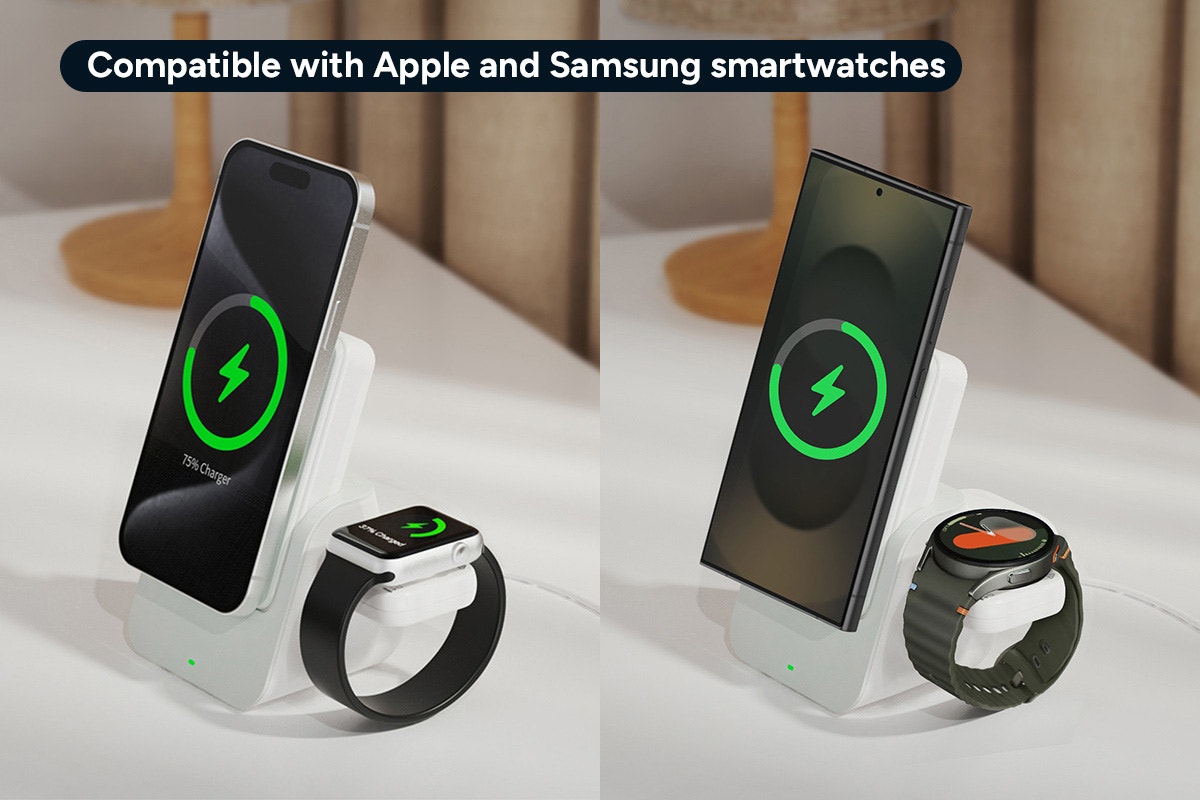 Kogan MagPulse 3-in-1 Wireless Charging Dock + 10000mAh MagSafe-Compatible Power Bank