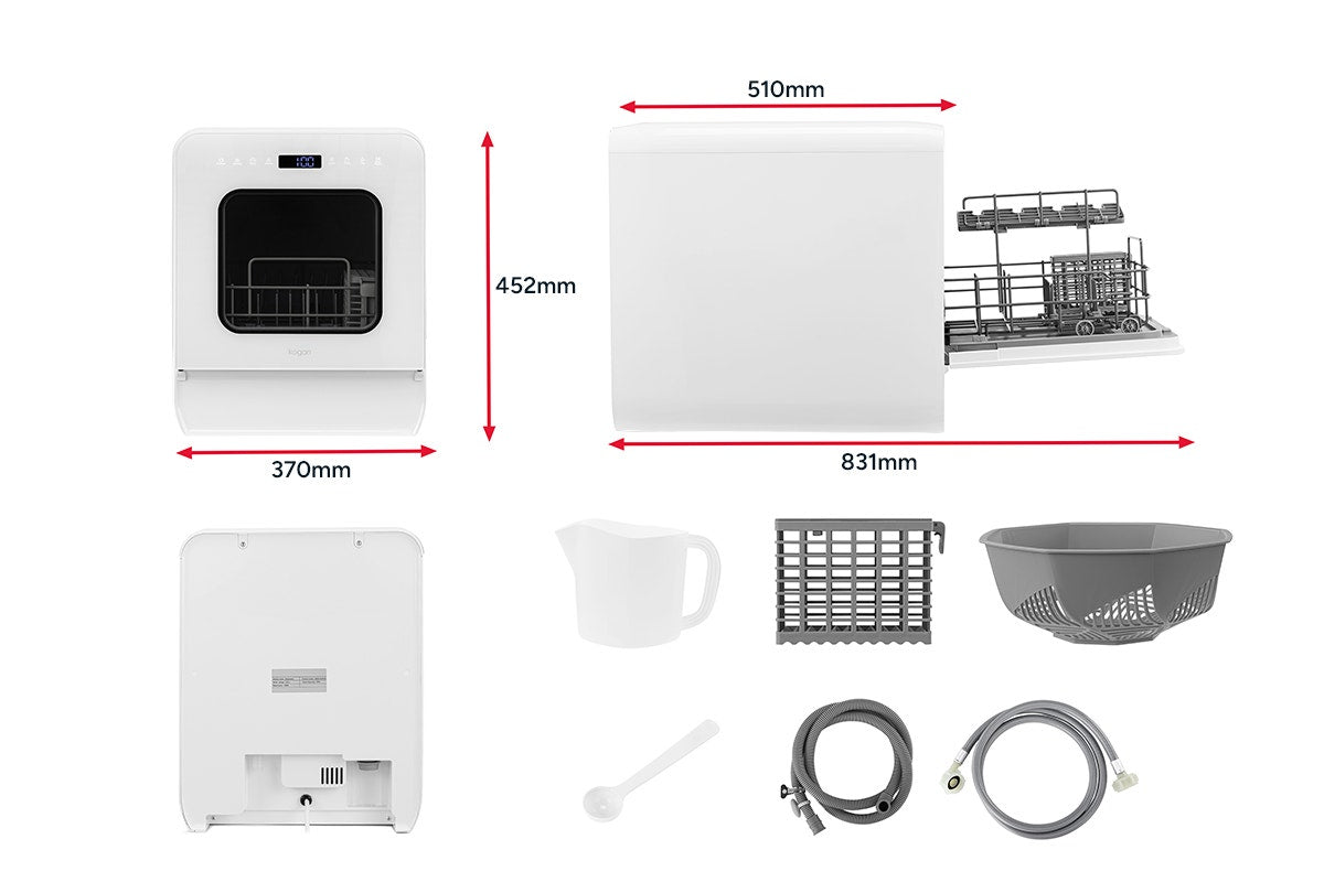 Kogan Portable Benchtop 3 Place Dishwasher (White)