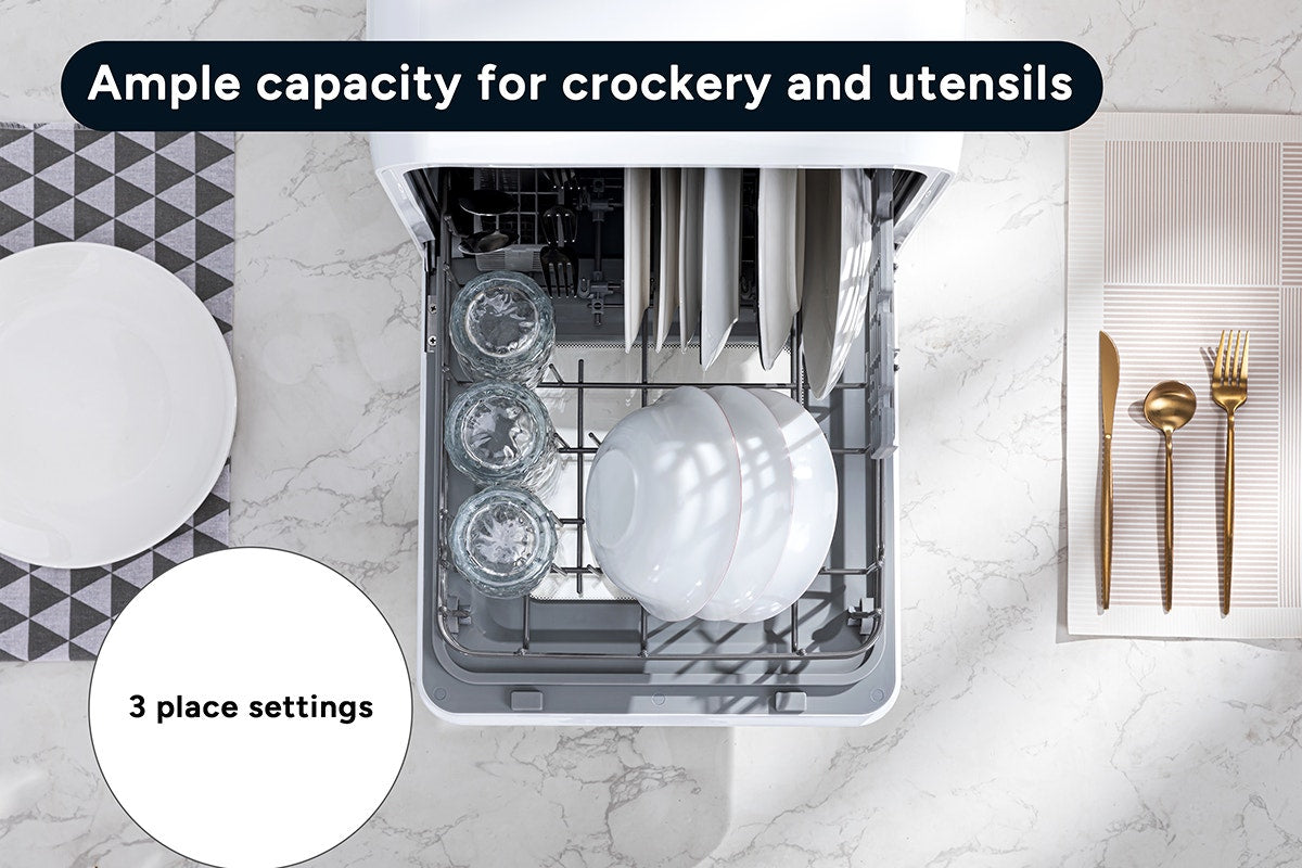 Kogan Portable Benchtop 3 Place Dishwasher (White)