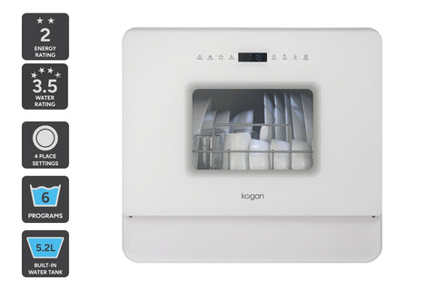 Kogan Portable Benchtop Dishwasher (4 Place, White)