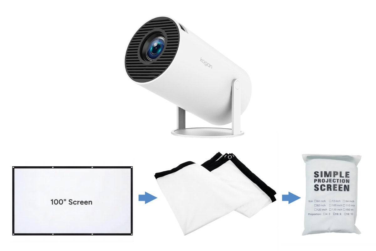 Kogan Freestyle Wi-Fi Projector with 100'' Projector Screen