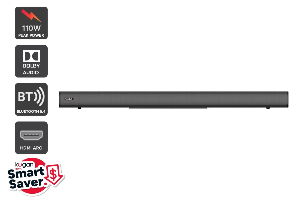 Kogan 2.1 Channel 110W Dolby Soundbar with Built-in Subwoofer (Black)