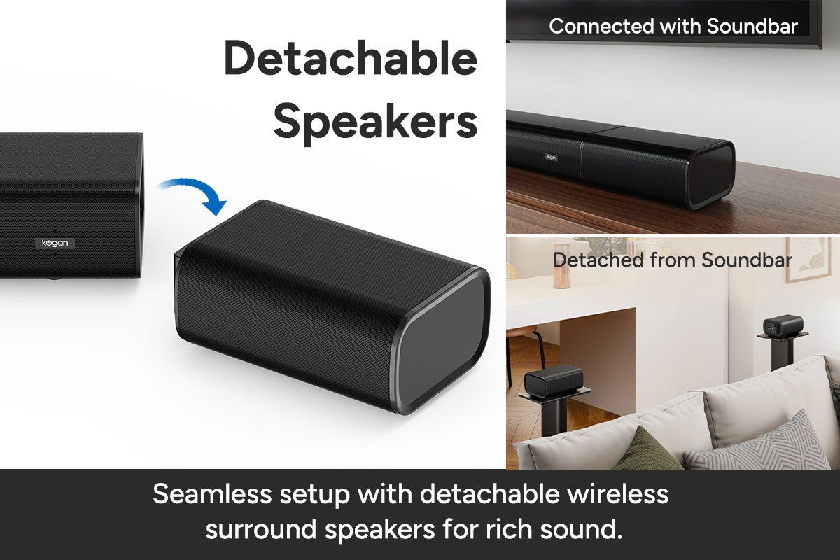 Kogan 7.1.4 Channel Dolby Atmos Soundbar with Detachable Surround Speakers
