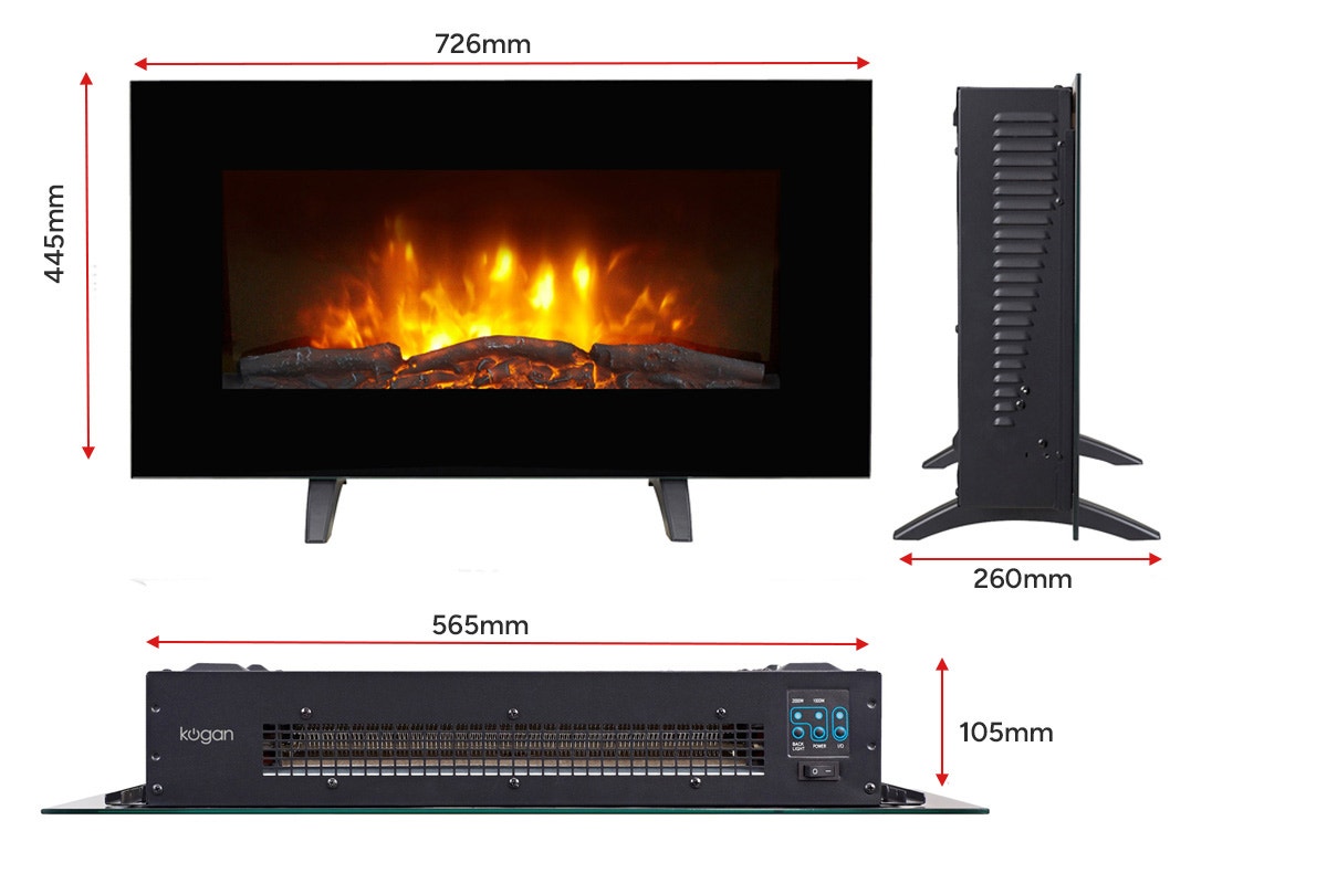 Kogan SmarterHome™ 2000W Electric Fireplace Heater with Log Effect