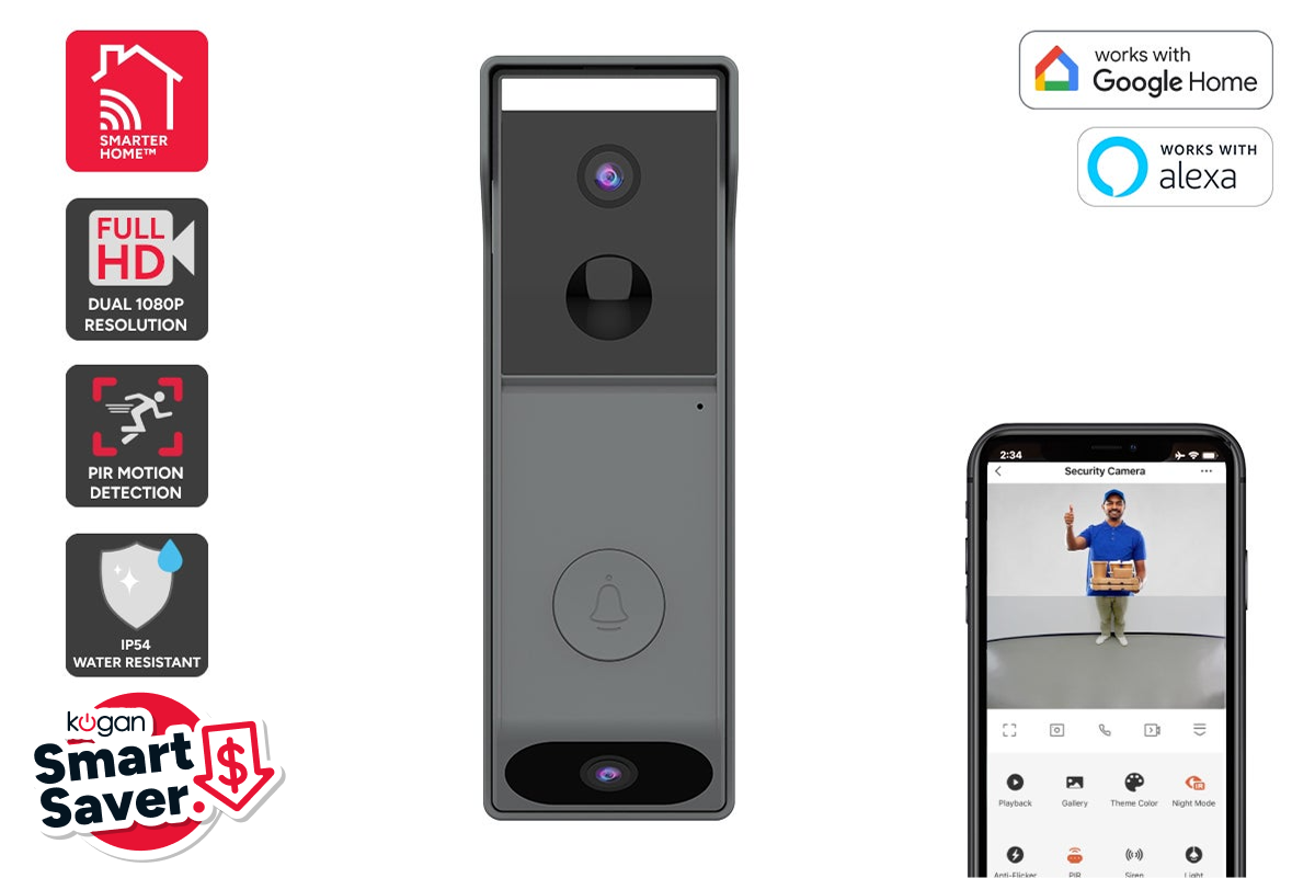 Kogan SmarterHome™ Security Dual Camera Video Doorbell 4