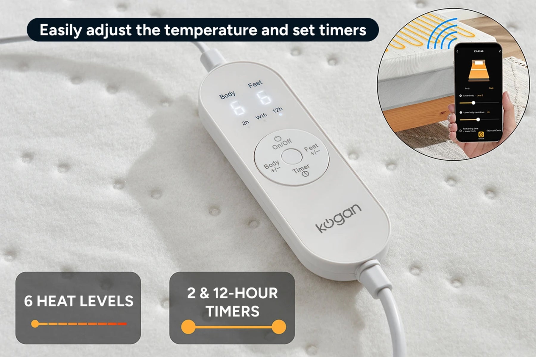 Kogan SmarterHome™ Electric Fitted Blanket (King)