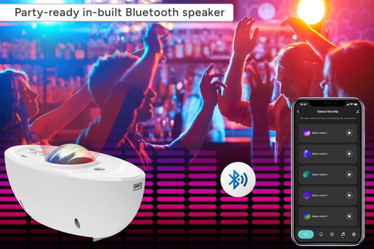 Kogan SmarterHomeâ„¢ Aurora & Star Light Projector with Bluetooth Speaker