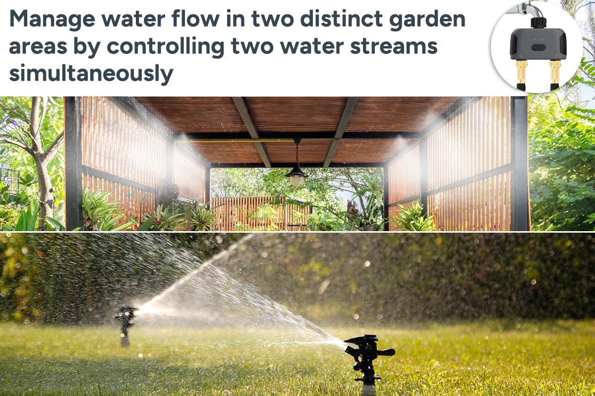 Kogan SmarterHome™ Bluetooth Garden Irrigation Water Timer with Dual Outlets
