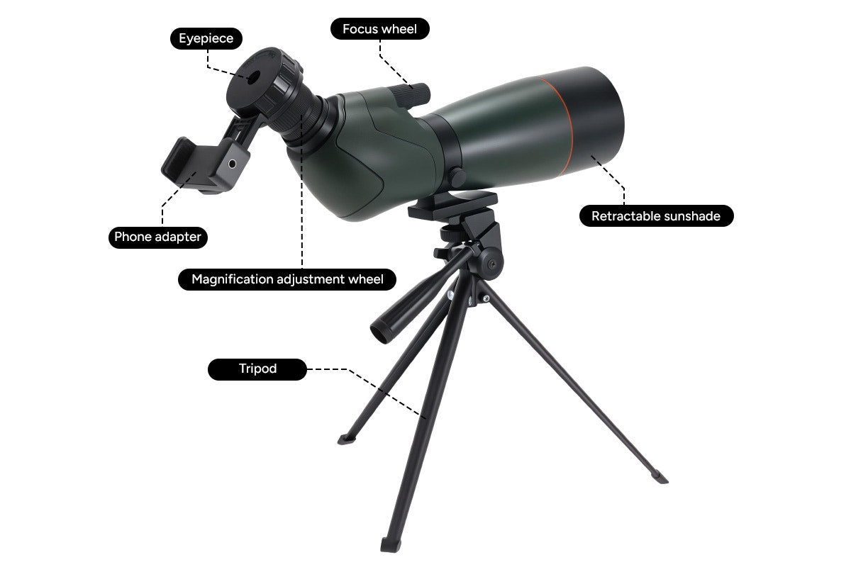Kogan 25-75x70 Spotting Scope with Tripod and Phone Adapter Set