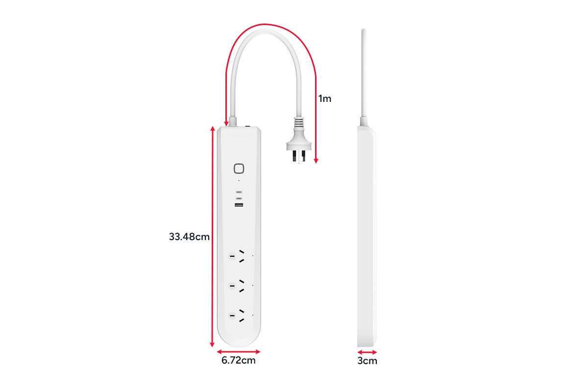 Kogan SmarterHome™ 30W PD Smart Power Board with Energy Metre (3 Outlets & 2 USB-C Ports)