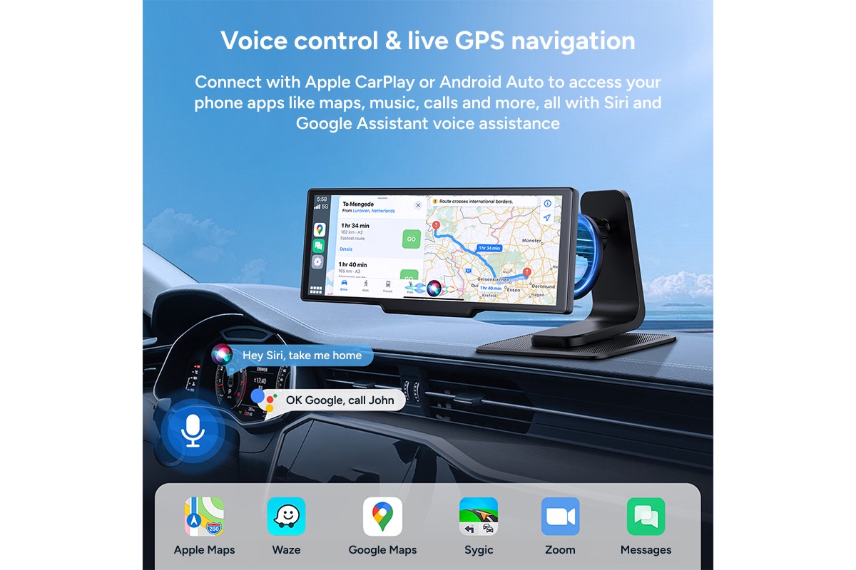 Kogan 10.26" Wireless Apple CarPlay and Android Auto Touchscreen Car Display