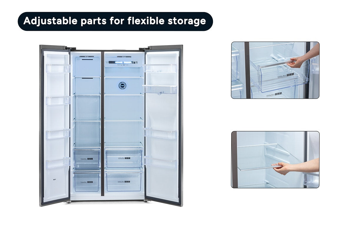 Kogan 631L Side by Side Fridge with Water Dispenser (Stainless Steel)