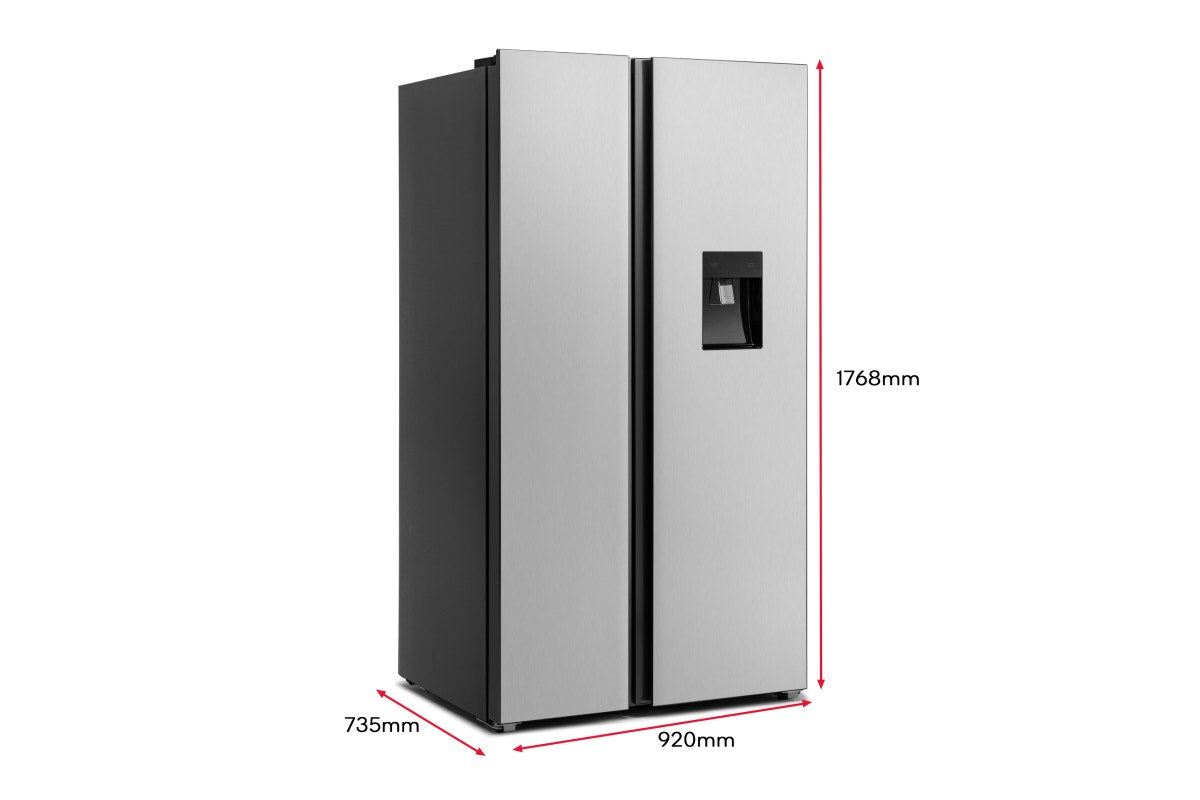 Kogan 631L Side by Side Fridge with Water Dispenser (Stainless Steel)