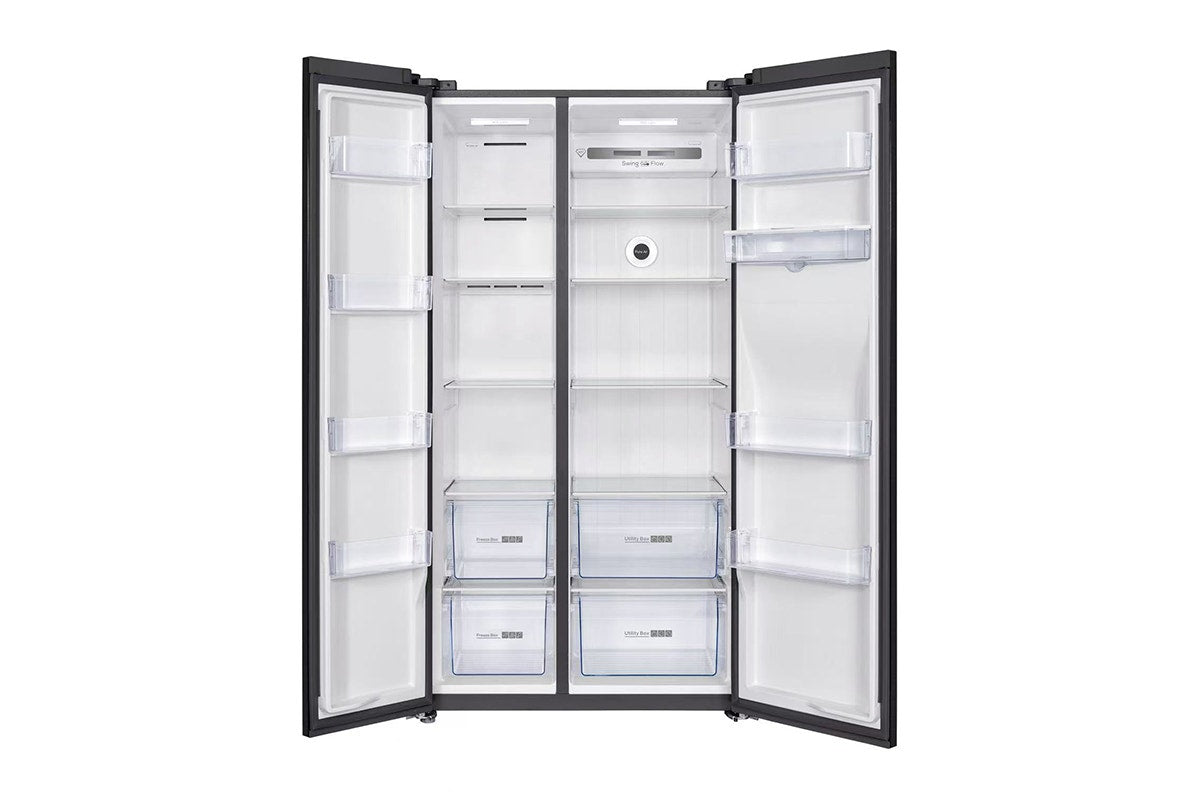 Kogan 631L Side by Side Fridge with Water Dispenser (Black Stainless Steel)