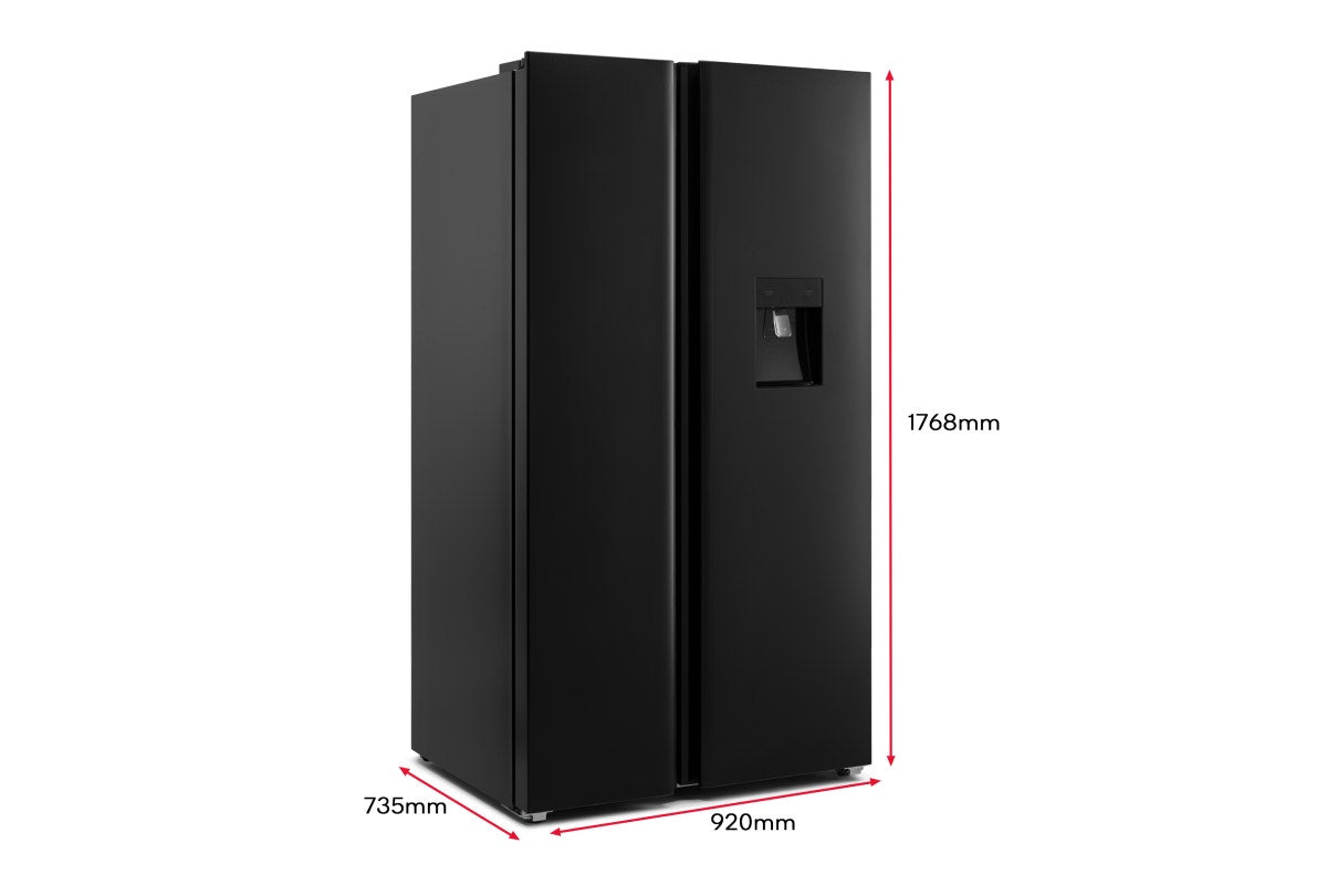 Kogan 631L Side by Side Fridge with Water Dispenser (Black Stainless Steel)