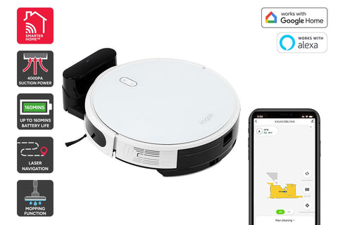 Kogan SmarterHome™ LX14 Laser Robot Vacuum Cleaner and Mop (White)