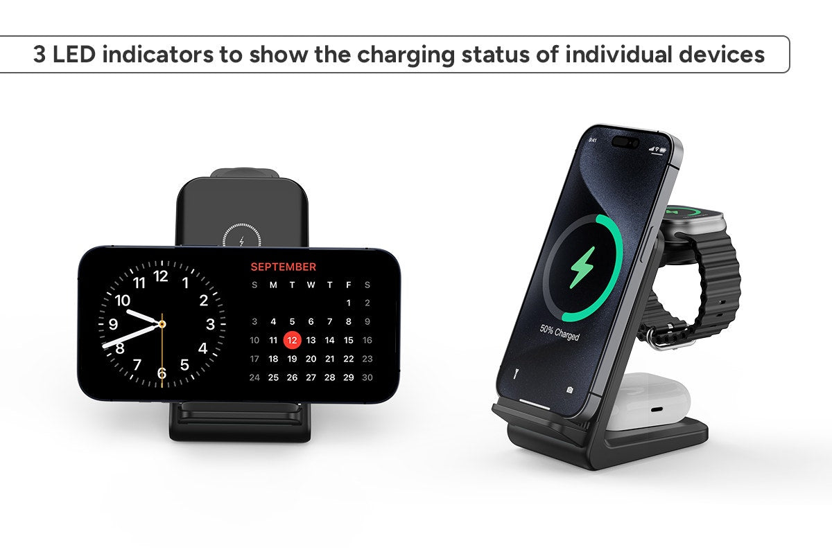 Kogan 3-in-1 15W Wireless Fast Phone Charger