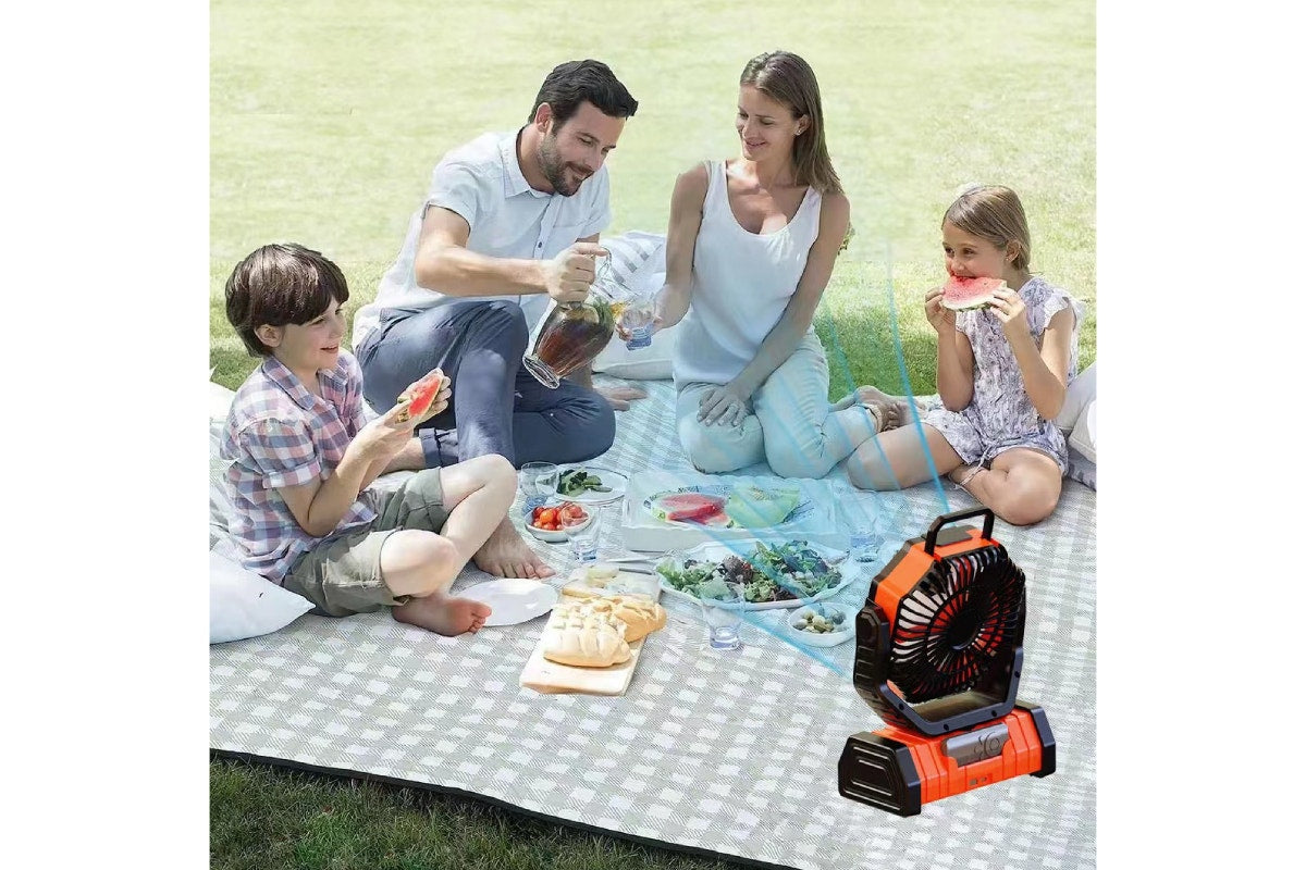 Kogan Cordless Rechargeable Fan with Light and Power Bank